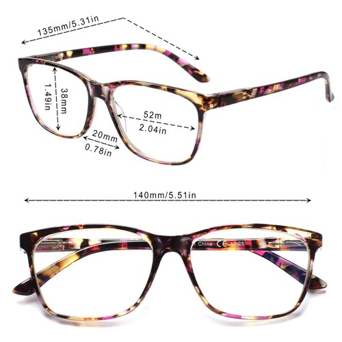 SIGVAN Ladies Reading Glasses Blue Light Blocking Spring Hinge Fashion Pattern Print Eyeglasses for Women (multicolour, 2.00)