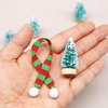 Peachcor Miniature Snowman Hat Scarf, Christmas Knit Hat Scarf, Dollhouse Elf Santa Hat Scarf, for Snowman, Dollhouse, Fairy Garden, Elf Props, DIY Supplies (Snow Green (4 Trees and 4 Scarfs))