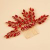 Kercisbeauty Sparkly Red Crytal Bridal Hair Comb Rhinestones Hair Piece for Wedding Brides Bridesmaid Boho Handmade Hair Jewelry Collection (Red)