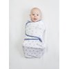 Amazing Baby Swaddle Blanket with Adjustable Wrap, Set of 3, Tiny Anchors, Stripes and Solid, Denim and Gray, Small