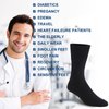 Facool Women's Diabetic Crew Socks, Circulatory Wellness Non-Binding Loose Top Casual Dress Mid Calf Soft Cotton Seamless Toe Hosiery Non Slip Socks, 6 Pairs Black Medium