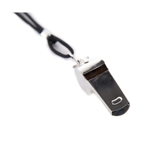 Mato & Hash Nickel-Plated Copper Referee Whistle with Black Lanyard