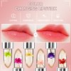 3 Pcs/Set Flower Jelly Lipstick Set Temperature Change Moisturizer Long Lasting Nutritious Balm Magic Color Change Lip Gloss (3Pcs Flower Jelly Lipstick A)