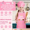 R HORSE 2Pcs Kid Apron And Chef Hat Set, Adjustable Children Pink Baker Kitchen Apron, Dress up Role Play Chef Toy, Cooking Baking Painting Kit Kid Funny Cooking Gift Birthday New Year Christmas Gift