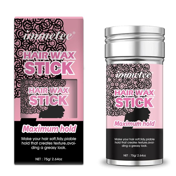 immetee Hair Wax Stick, Wax Stick for Hair & Hair Wax Stick for Flyaways, Edge Control Slick Stick, Hair Wax Stick for Wigs Men ＆ Women-75g