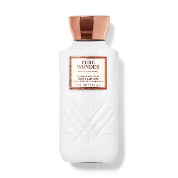 Bath and Body Works Pure Wonder 24 Hour Moisture Body Lotion 8 Ounce Decorative Faceted Bottle