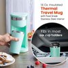 Elite Gourmet EHC117M Personal Single-Serve Compact Coffee Maker Brewer Includes 14Oz. Thermal Travel Mug with Stainless Steel Interior, Compatible with Coffee Grounds, Reusable Filter, Mint