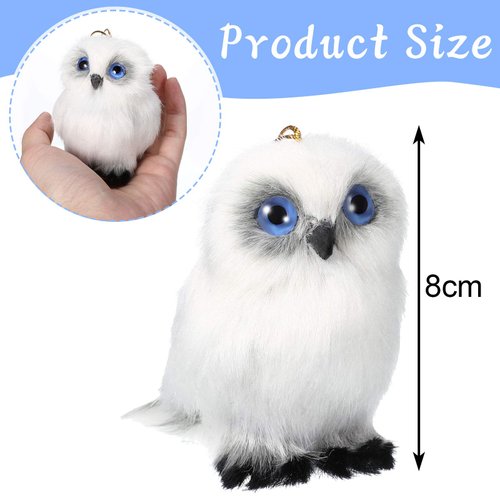 Skylety 6 Pieces Mini Stuffed Owl Plush Toy 3.2 Inch White Soft Plush Owl Animal Christmas Hanging Ornament DIY Keychain for Christmas Birthday Decorations Party Presents