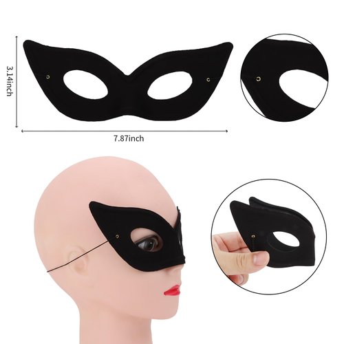 Ondder Black Cat Women Mask and Ears Mysterious Catwoman Mask and Ears Glitter Cat Ears Headband for Women Girls Black Cat Mask Catwoman Costume Mask Headband for Women Girls