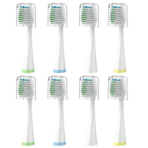 Replacement Brush Heads for Smile Bright Platinum Sonic Electric Toothbrush, Soft Bristles, 8-Pack, with Covers