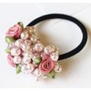 3PCS Fashion Imitation Pearl Elastic Hair Ties Beaded Flower Pearl Hair Band Women Satin Ribbon Ponytail Hair Accessories
