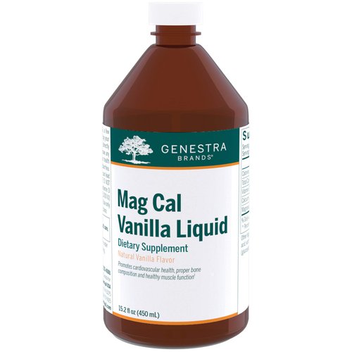 Genestra Brands Mag Cal Vanilla Liquid | Calcium-Magnesium Supplement | 15.2 fl. oz. | Natural Vanilla Flavor