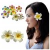 2 PCS 7cm White and Pink Hawaiian Frangipani Plumeria Foam Head Flower Party Beach Hair Clip Hair Clips