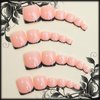 48Pcs Black French Tips Press on Nails and Toes Nails with Simple Design, Glossy Nude Medium False Nails Gel Glue on Nails, Manicure Art Acrylic Fake Nails Stick on Nails for Coquette Women Girls