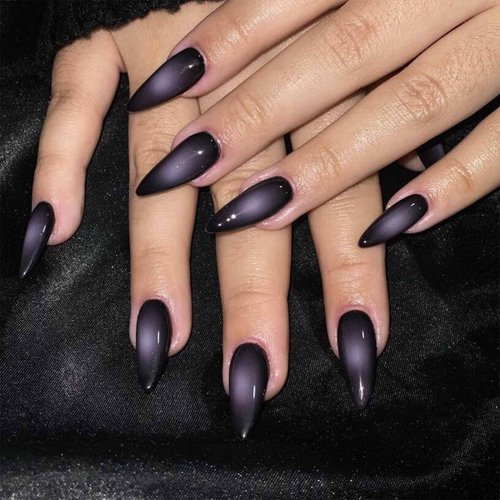 IMSOHOT Press on Nails Medium Almond Fake Nails Purple Ombre Stiletto Acrylic False Nails Gel Glue on Nails Full Cover UV Artificial Nails 24PCS