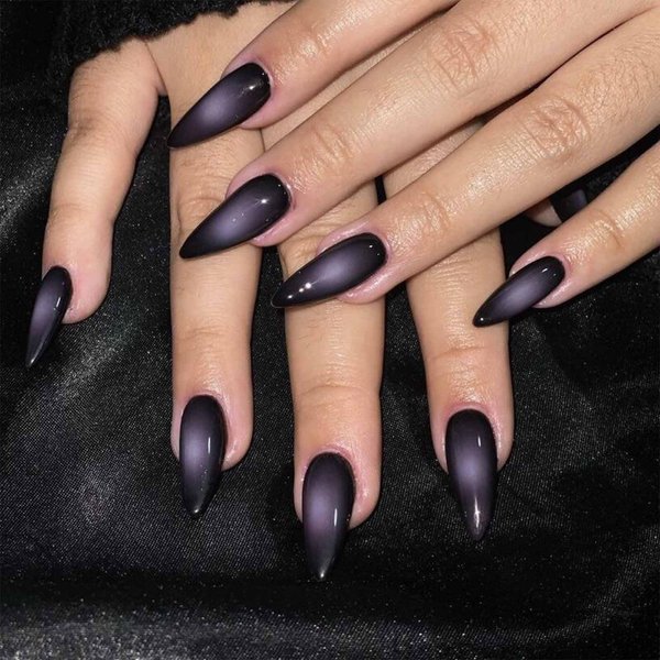 IMSOHOT Press on Nails Medium Almond Fake Nails Purple Ombre Stiletto Acrylic False Nails Gel Glue on Nails Full Cover UV Artificial Nails 24PCS