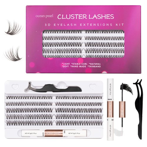 DIY Lash Extension Kit 200pcs Lash Clusters Eyelash Extension Kit 30D 10-16mm Individual Eyelashes with Lash Bond and Seal and Lash Tweezers Easy to Apply at Home (30D-0.07D-10-16MIX KIT)
