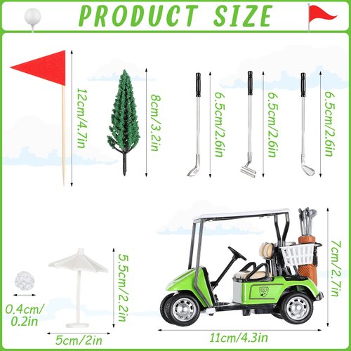 Moxweyeni 21 Pieces Golf Cake Toppers Golf Cake Decorations Golf Birthday Cake Toppers Mini Golf Cart Toy for Sport Themed Birthday Party Supplies
