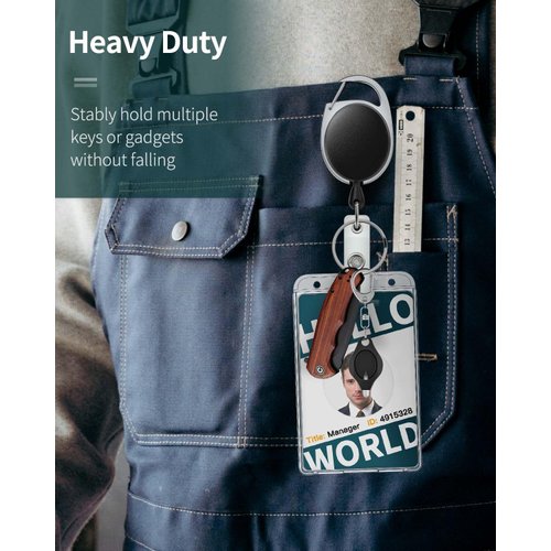 Pawfly 2 Pack Vertical 2-Card Badge Holder with Thumb Slots Hard Transparent PC Case Protector with Retractable Badge Reel Carabiner Clip for IDs Credit Cards Driver’s Licenses and Passes