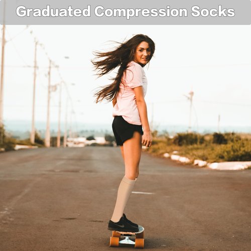 Ktinnead Compression Socks for Women and men 20-30 mmhg, Knee High Graduated Compression Stockings, Opaque, Open Toe, Unisex, Beige, Medium