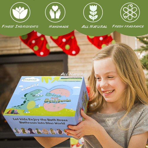 Bath Bombs for Kids with Surprise Toys Inside-9 Pack Organic Dinosaur Bath Bombs Gift Set,Bubble Bath Fizzes, Kids Bath Bombs, Dinosaur Toys for Kids 3 4 5 6 7 8 9 Years