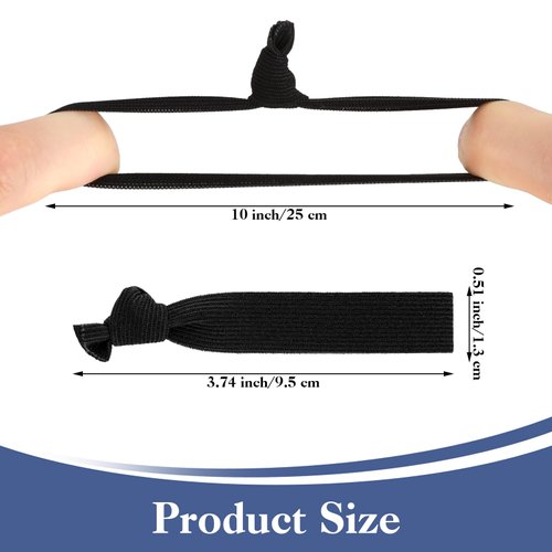 Teaaha Hair Ties 20 PCS, Black Knotted Hair Ties for Guys, Men's Long Hair Ties, Curly Thick Elastic Hair Bands, No Crease Man Bun Hair Tie, Perfect Hairties for Men