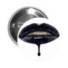 Round Pinback Button Brooch Shiny Dripping Lip Gloss ON Lips Black White (3" Inch)
