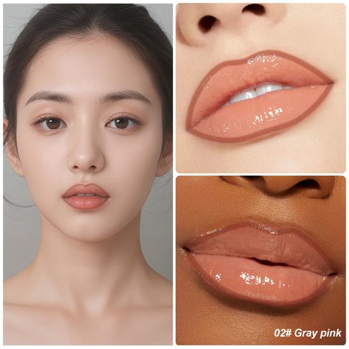 KISSIO Lip Stain Set,Peel Off Lip Liner Stain and Lip Care Oil,Transfer Proof,Long Lasting and Waterproof Lip Tint,Matte Finsh,Lip Combo,02 Gray pink