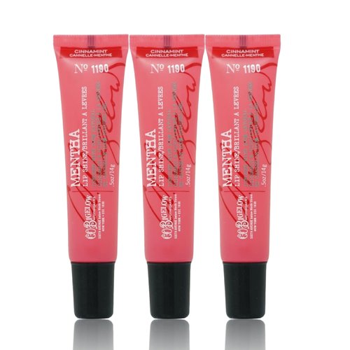 C.O. Bigelow Cinnamint Mentha Lip Shine Lip Balm Trio, Lip Gloss & Balm Tubes, 3 Pack, 0.5 oz / 14g each