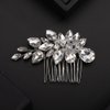 Teyglen Rhinestone Wedding Hair Comb Silver Crystal Bridal Hair Piece Crystal Bride Wedding Hair Comb Sparkly Rhinestone Headpiece Hair Accessories for Women Girls (Silver)