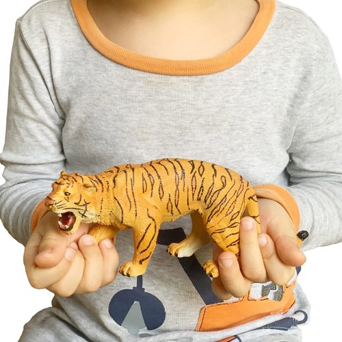 Gemini&Genius Safari Animal Figures Toys, Tiger Figurine Wildlife World Figures for Nature Science Learning, Jungle Animals Gifts for Kids