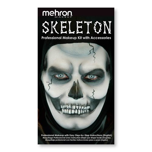 Mehron Makeup Premium Character Kits| Makeup Kits for Halloween & Cosplay| Made in the USA | Complete Makeup Kit | Includes all Makeup, Tools, & Instructions on How to Create the Look | (Skeleton)