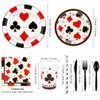 durony 147 Pieces Casino Party Bundle Casino Theme Party Supplies Set, Includes Plates, Napkins, Cups, Staws, and Cutlery for Casino Poker Theme Party Decorations Serves 16 Guests
