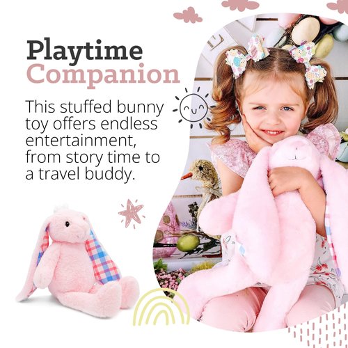 Plushible Easter Bunny Plush, Cuddly, Soft, Embroidered Stuffed Animal Toy for Newborns, Kids, Boys, & Girls - 18 Inch Plush Rabbit/Bunny Stuffed Animal - Easter Plush Toy - Soft Plush Stuffed Bunny