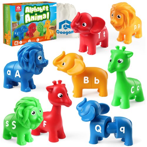Coogam ABC Letters Matching Game, 26PCS Alphabet Fine Motor Skill Color Shape Recoginition Preschool Educational Montessori Learning Toys for 2 3 4 Years Old Toddlers