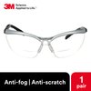 3M Safety Glasses with Readers, BX, +2.0, ANSI Z87, Anti-Fog Anti-Scratch Clear Lens, Silver Frame, Adjustable Length Temples and Lens Angle