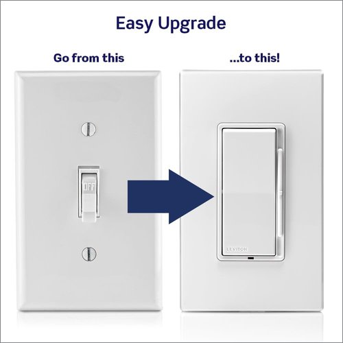Leviton Decora Slide Dimmer Switch for Dimmable LED, Halogen and Incandescent Bulbs, DSL06-1LZ, White with Ivory and Light Almond Faceplates