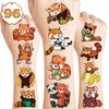 100PCS Red Panda Temporary Tattoos Birthday Party Decorations Favors Supplies Decor Cute Funny Forest Woodland Zoo Jungle Safari Animal Tattoo Stickers Gifts For Kids Boys Girls School Prizes Carnival