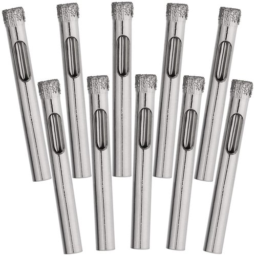 10 Pack Diamond Drill Bit Set, 6mm (1/4inch) Small Diamond Hole Saw Kit for Glass, Ceramics, Porcelain, Ceramic Tile, Marble