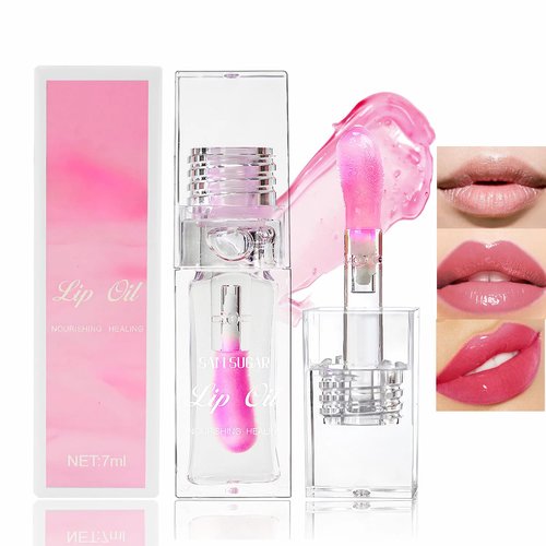 Magic Color Changing Lip Oil, Hydrating Lip Glow Oil, Clear to Pink, Warm Change Moisturizing Lip Gloss, Long Lasting Nourishing Lip Glow Oil Non-sticky Transparent Lip Care Lip Tint