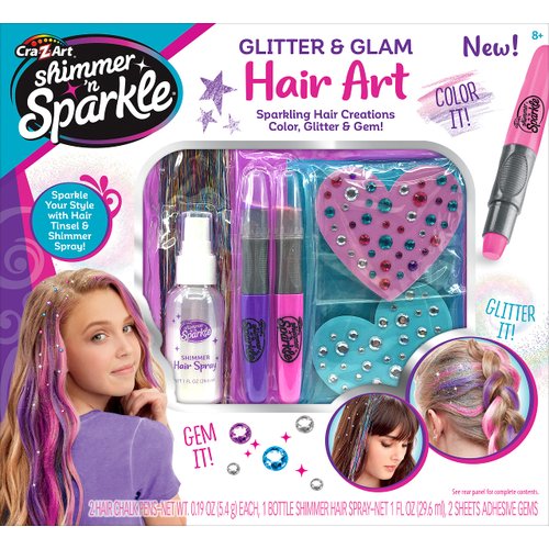 Shimmer ‘n Sparkle Glitter and Glam Metallic Hair Art Set with Hair Chalk Pens and Hair Gems by C...
