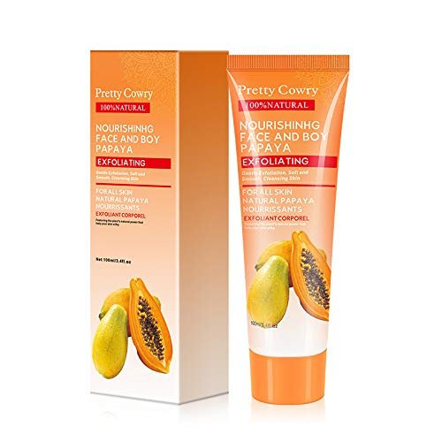 Pretty Cowry Exfoliating Peel Gel With Coconut/Papaya/Cucumber/Extract Face And Body Facial Exfoliator Instantly Removes Dead Skin Cells Revealing A Clear Refreshed Face, 100ml (Papaya)