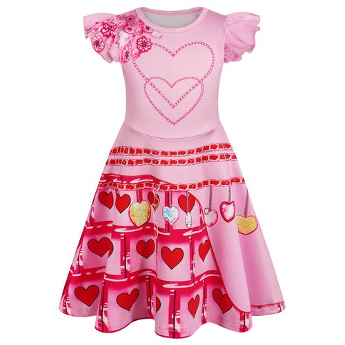 Sukyfecde Descendants Rise Red Costume Bridget Dress Princess Dresses for Toddler Girls Halloween Costumes Birthday Party Role Play Outfits 9-10 Pink