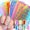 SILPECWEE 11 Sheets Aurora Nail Foil Laser Nail Stickers Glass Paper Nail Art Stickers Iridescent Cellophane Nail Designs Stickers Holographic Film 3D Nail Decoration for Women Kids