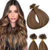 SEGOHAIR U Tip Hair Extensions Human Hair Pre Bonded Extensions Keratin Fusion Extensions K Tip Hair Extensions Real Human Hair Silky Straight Natural 50g/100 Stands 16" Medium Brown Mix Dark Blonde