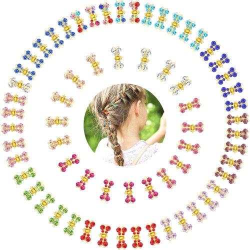 ACO-UINT 65Pcs Small Hair Clips for Girls, Mini Hair Claw Clips Sturdy Rhinestone Hair Clips, Cute Butterfly Clips for Hair 90s Hair Accessories for Women Girls