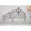 Light Purple Quinceanera Crowns and tiaras lavender Sweet 16 Birthday Crowns for Girls Cubic Zirconia CZ Wedding Headpiece Silver Hair Accessories
