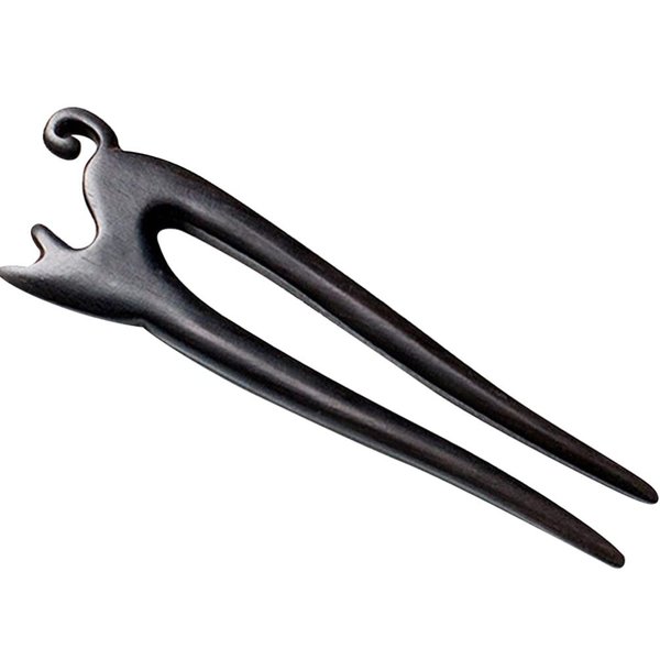 Mobestech Chinese Wood Hair Stick Cat Carved Hair Fork Stick Vintage Hair Styling Pins Hair Chopsticks Pins for Women Girls, Black