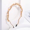 Formery Beaded Wave Headband Gold Crystal Beads Hairband Party Prom Wedding Handmade Rhinestones Headpiece for Women and Girls