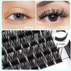 Hannahool Wide Stem Individual False Eyelashes Mixed 8-10-12-14mm/10-12-14-16mm Dramatic Black Soft and Light Thick Base Cluster Lashes D Curl 5D Volume Eye Lashes Extensions (10-12-14-16mm)